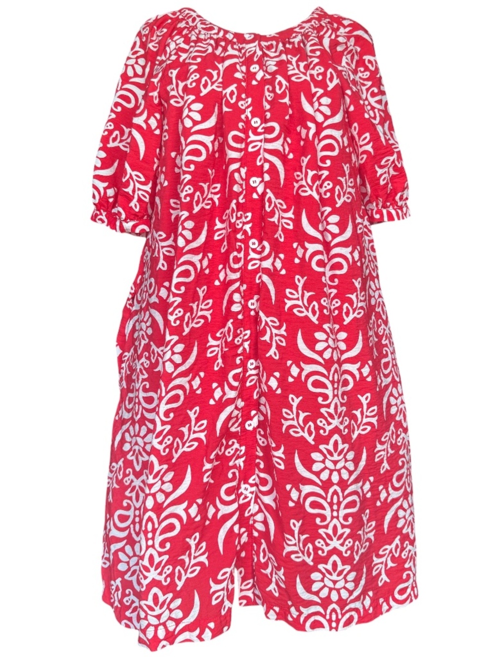 James Red and White Button Front‎ Dress Sz M